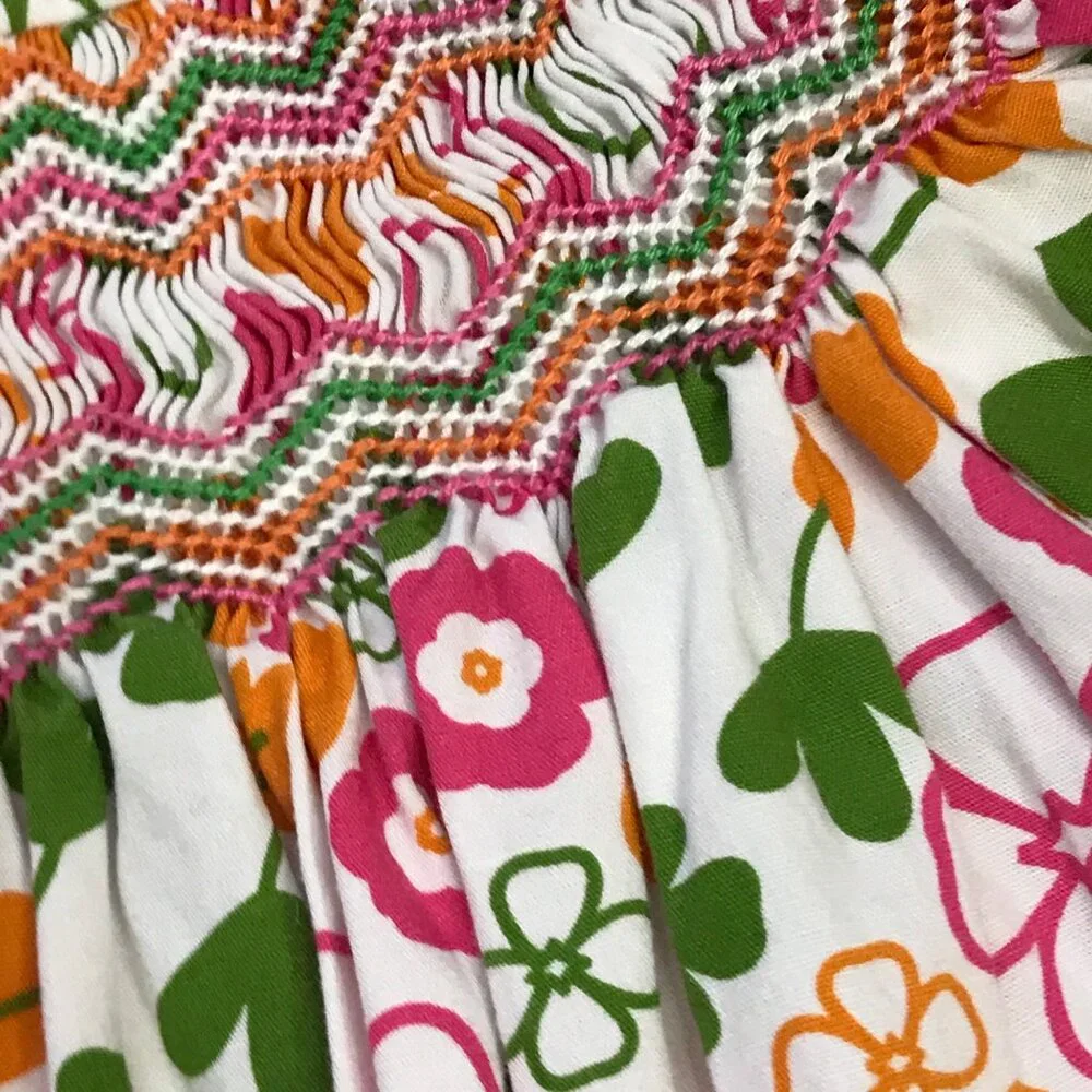 Strasburg Floral Smocked Bishop Dress Girls‎ 24M Multi Color 100% Cotton FLAW